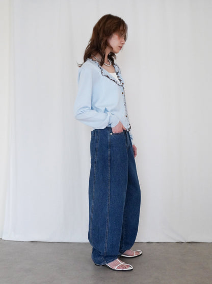 Mellow frill バイカラーカーディガン