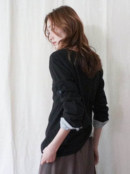 Soft scoop ヘンリーネックカットソー