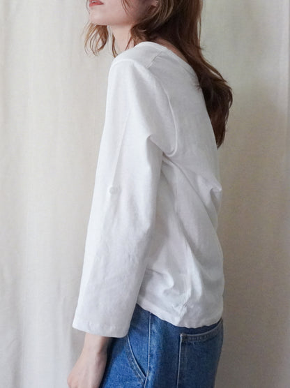 Soft scoop ヘンリーネックカットソー