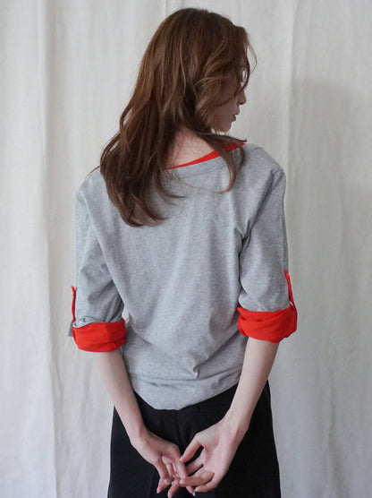 Soft scoop ヘンリーネックカットソー