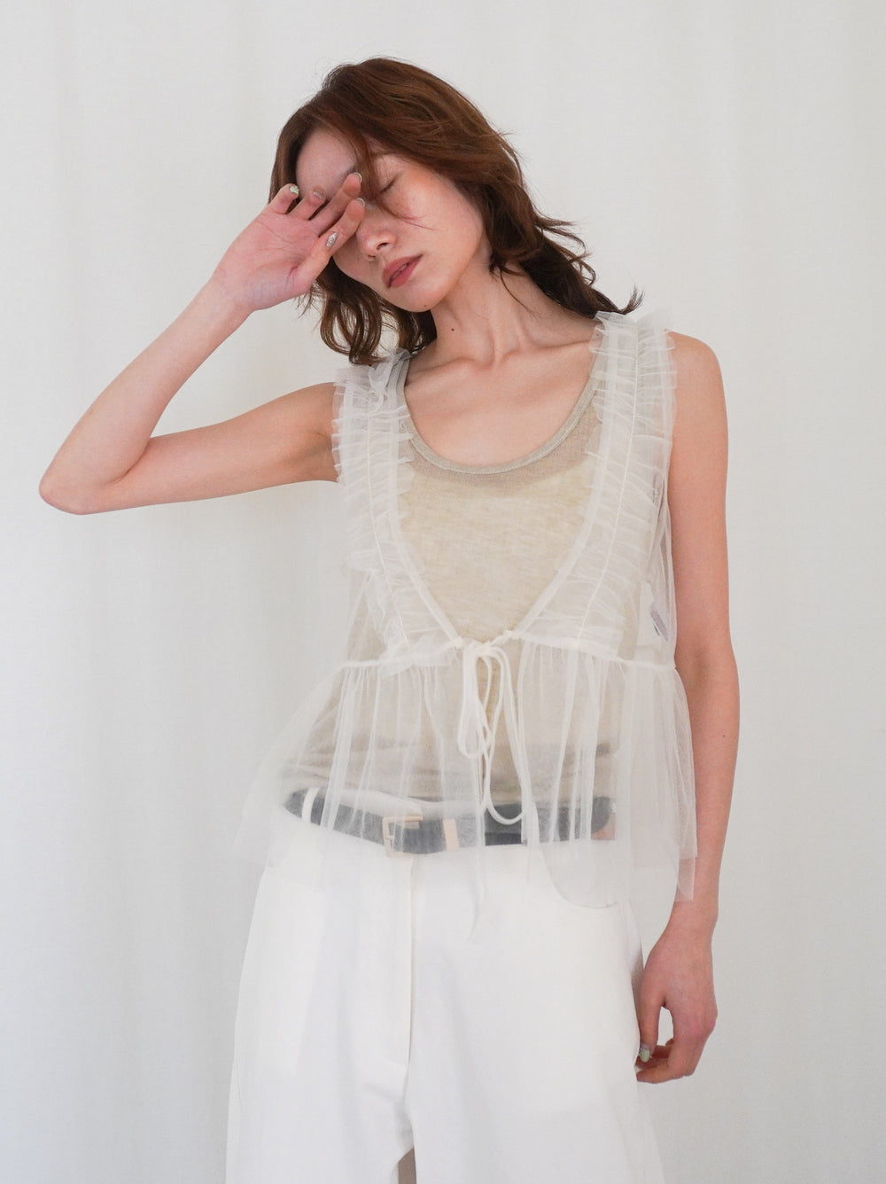 Sheer ribbed レイヤードタンクトップ