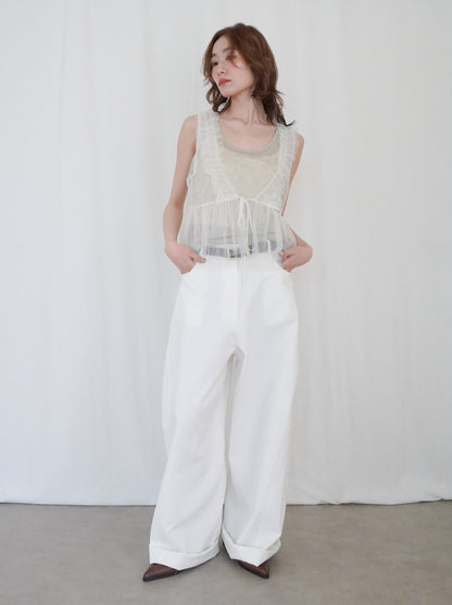 Sheer ribbed レイヤードタンクトップ