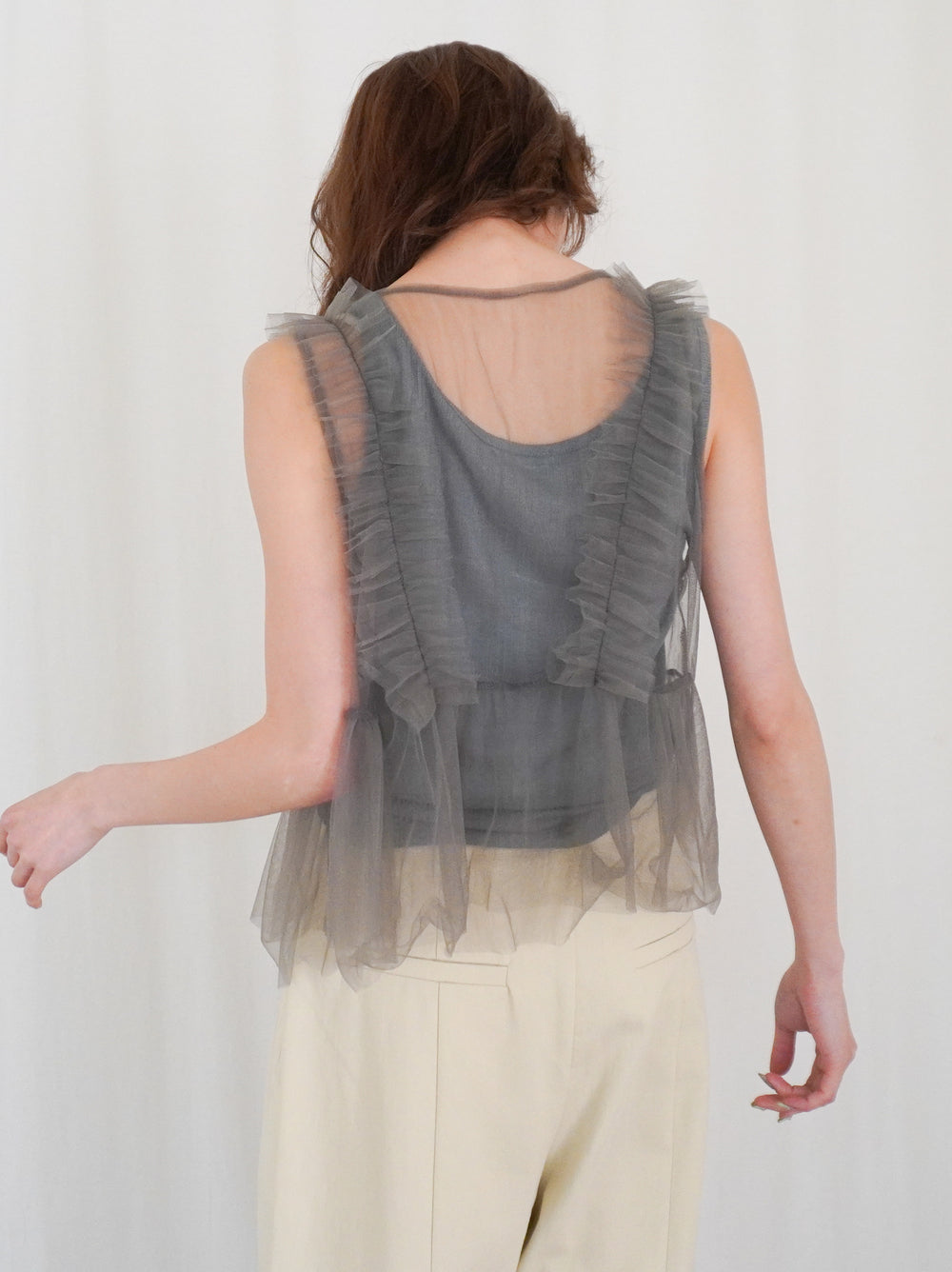 Sheer ribbed レイヤードタンクトップ