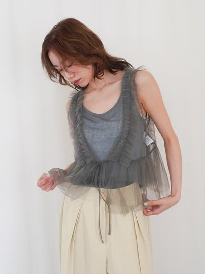 Sheer ribbed レイヤードタンクトップ