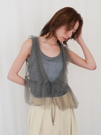 Sheer ribbed レイヤードタンクトップ