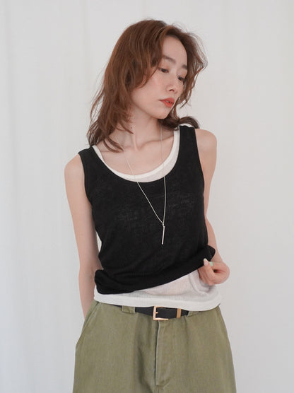 Sheer ribbed レイヤードタンクトップ