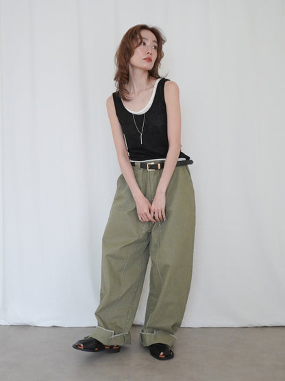 Sheer ribbed レイヤードタンクトップ
