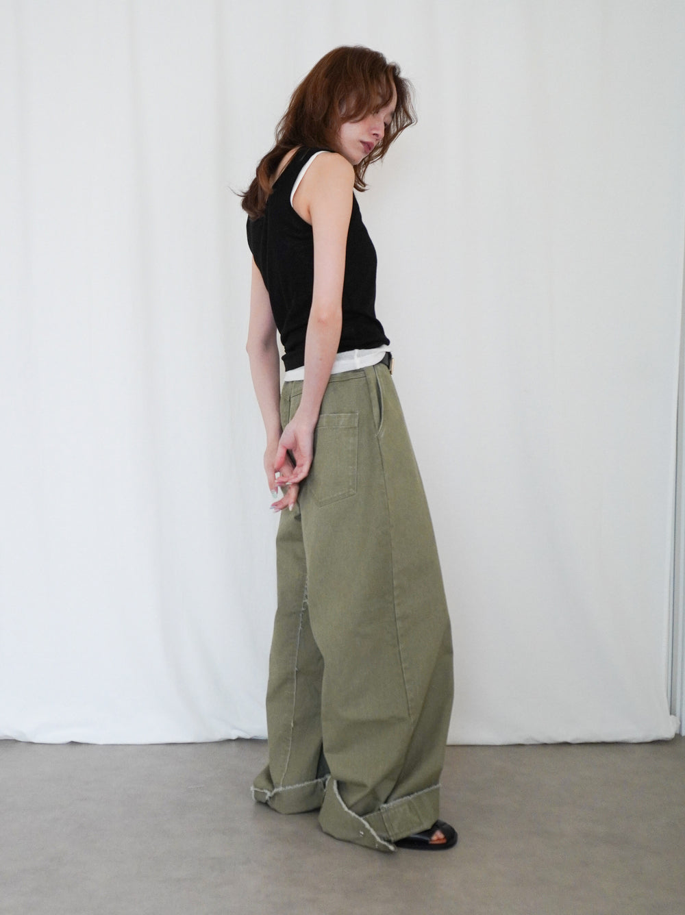 Sheer ribbed レイヤードタンクトップ