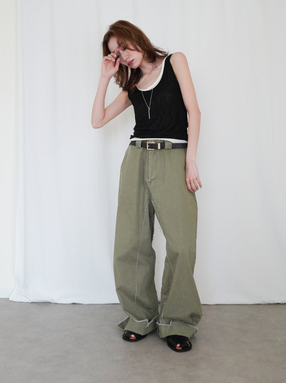 Sheer ribbed レイヤードタンクトップ