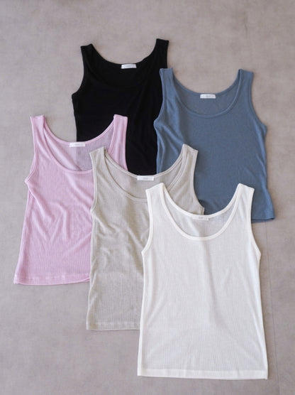 Sheer ribbed レイヤードタンクトップ