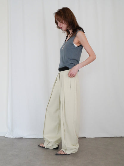 Sheer ribbed レイヤードタンクトップ