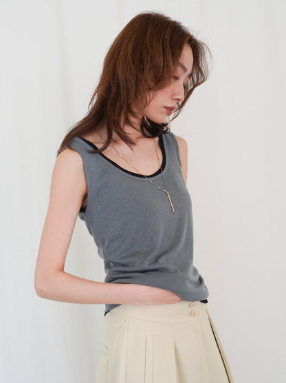 Sheer ribbed レイヤードタンクトップ