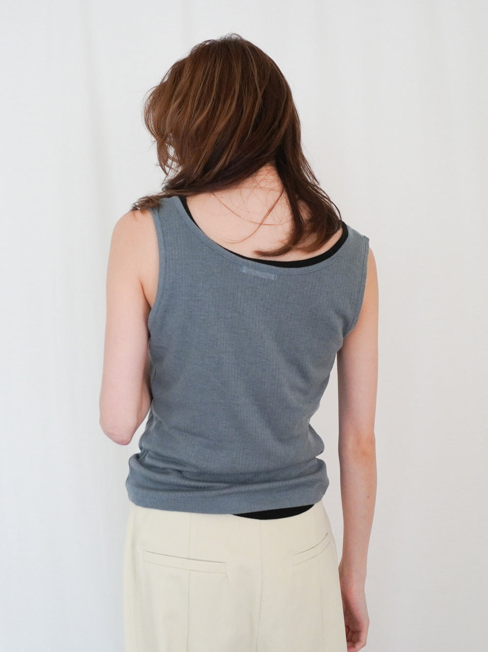 Sheer ribbed レイヤードタンクトップ