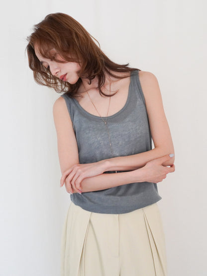 Sheer ribbed レイヤードタンクトップ