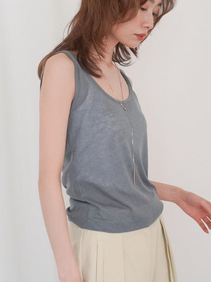 Sheer ribbed レイヤードタンクトップ