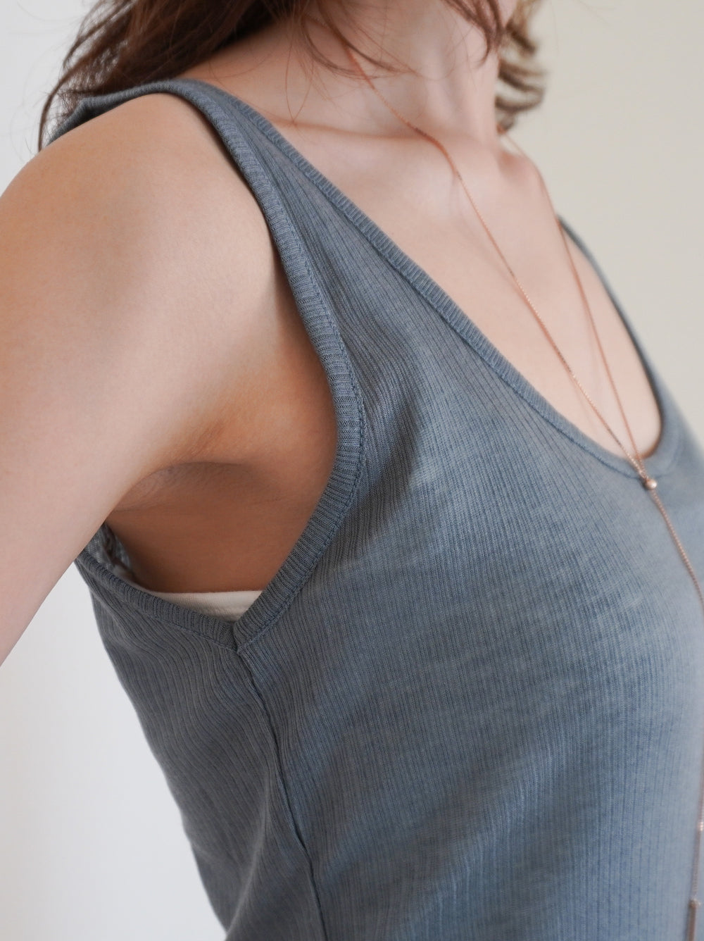 Sheer ribbed レイヤードタンクトップ