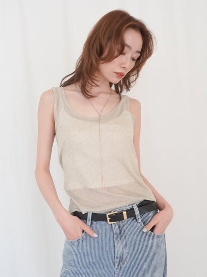 Sheer ribbed レイヤードタンクトップ