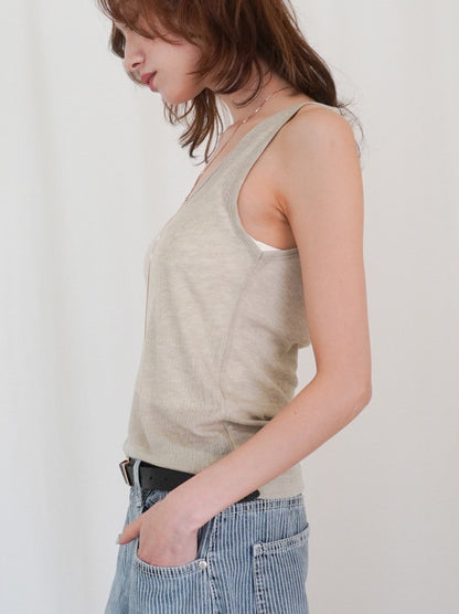 Sheer ribbed レイヤードタンクトップ