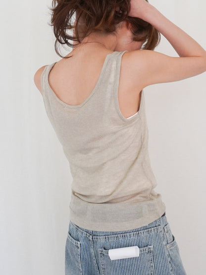 Sheer ribbed レイヤードタンクトップ