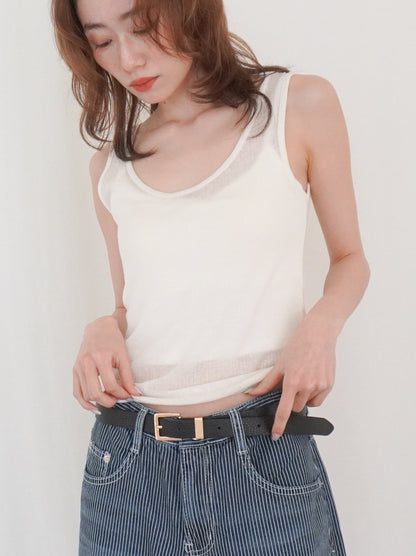 Sheer ribbed レイヤードタンクトップ