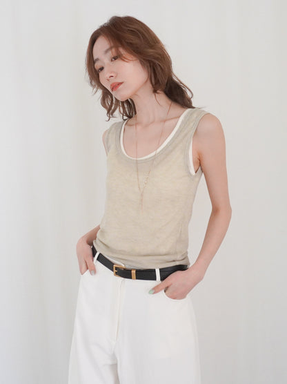 Sheer ribbed レイヤードタンクトップ