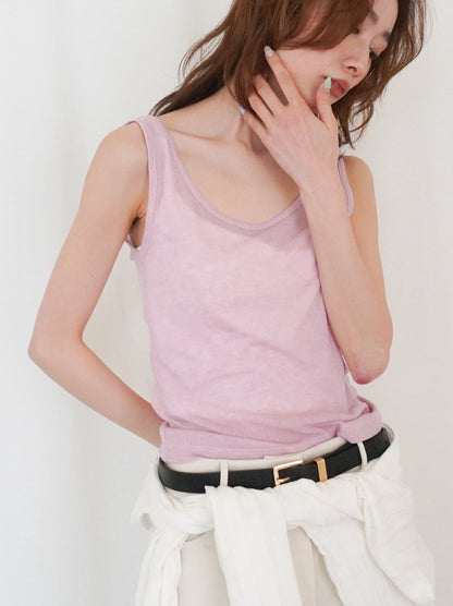 Sheer ribbed レイヤードタンクトップ