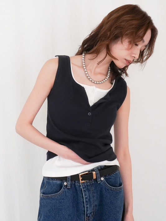 Essential rib ヘンリータンクトップ
