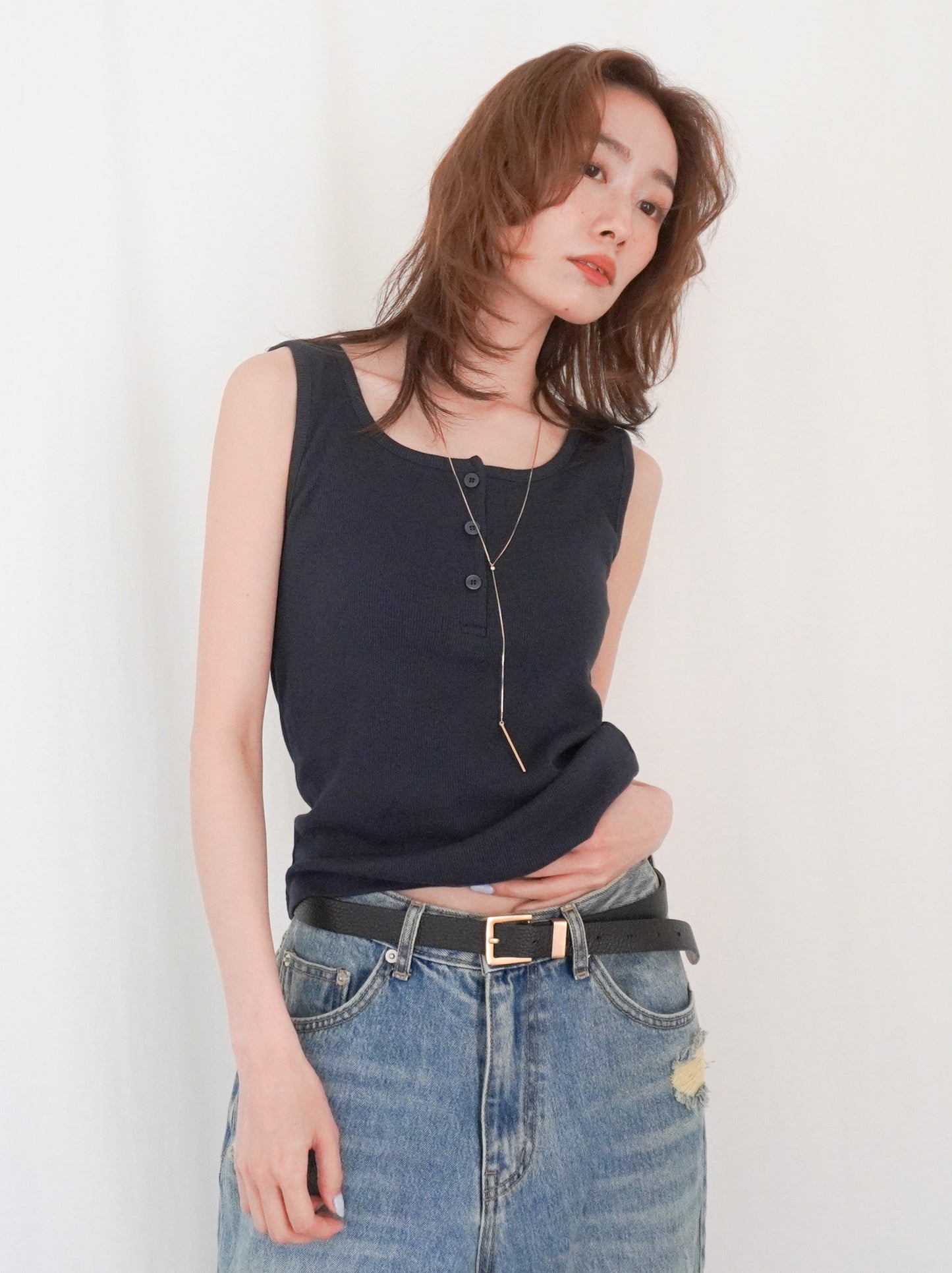 Essential rib ヘンリータンクトップ