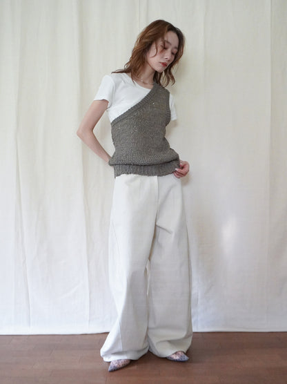 Texture One Shoulder レイヤードニット