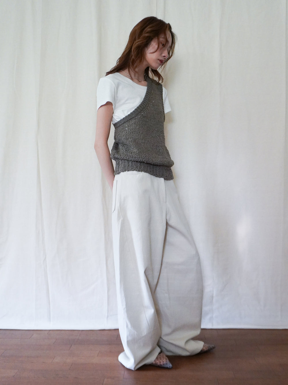 Texture One Shoulder レイヤードニット