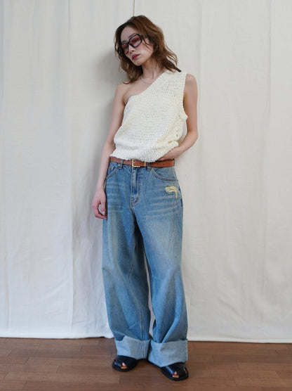 Texture One Shoulder レイヤードニット