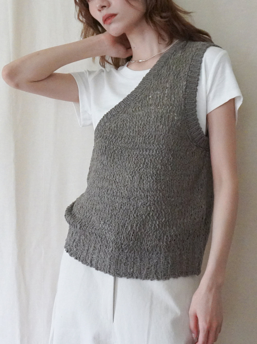 Texture One Shoulder レイヤードニット