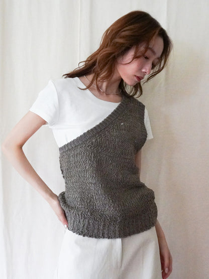 Texture One Shoulder レイヤードニット
