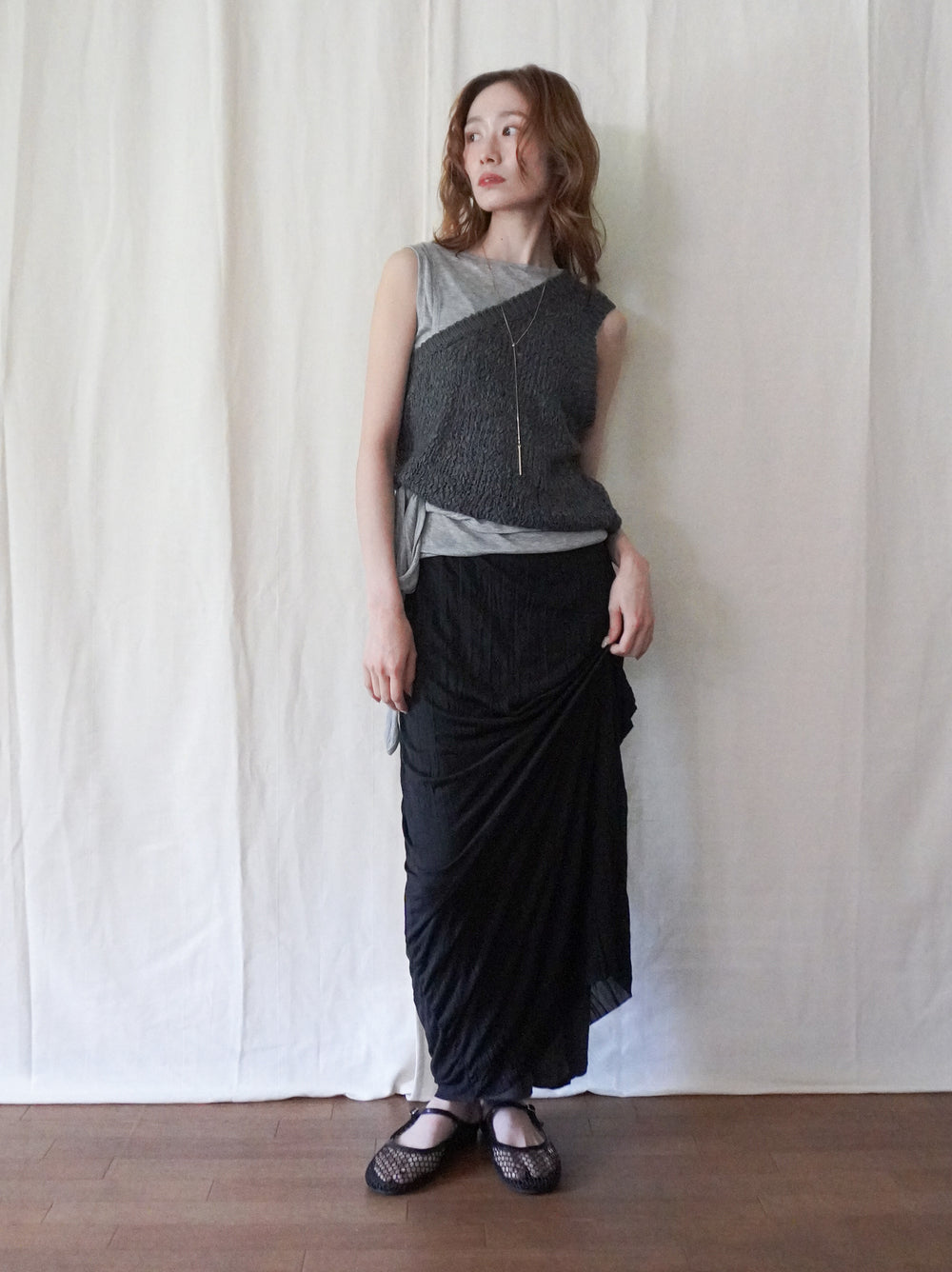 Texture One Shoulder レイヤードニット