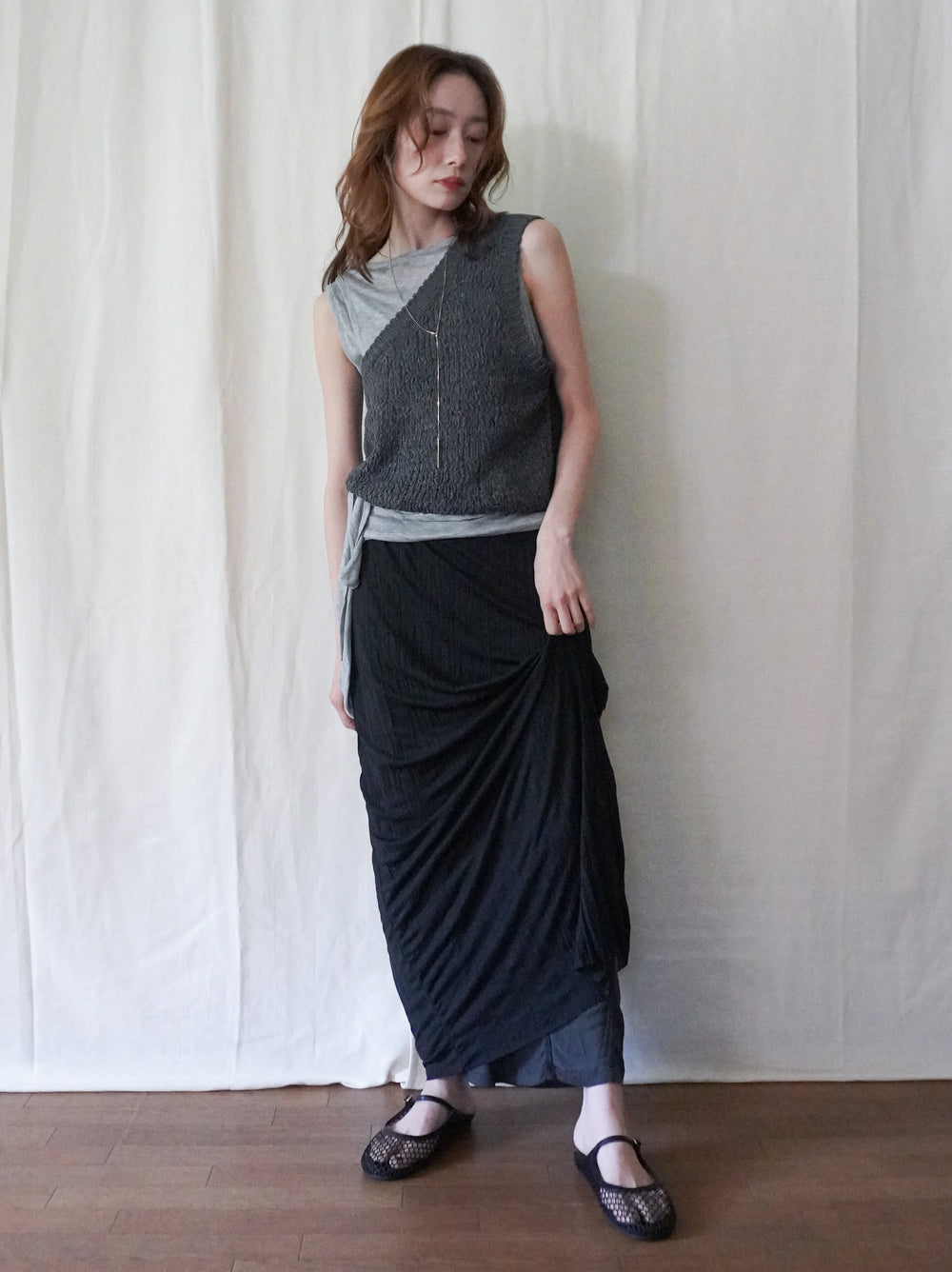 Texture One Shoulder レイヤードニット