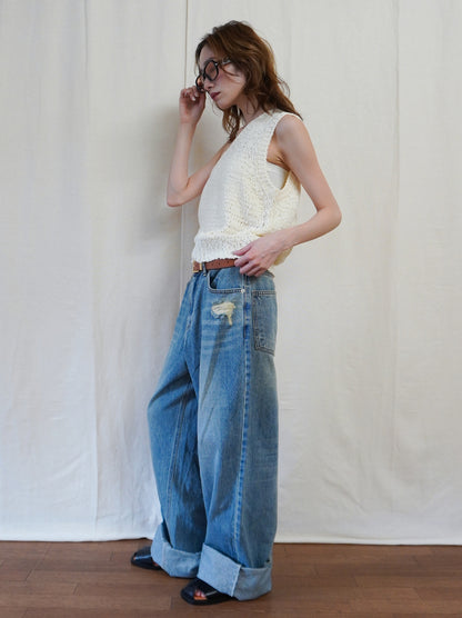 Texture One Shoulder レイヤードニット