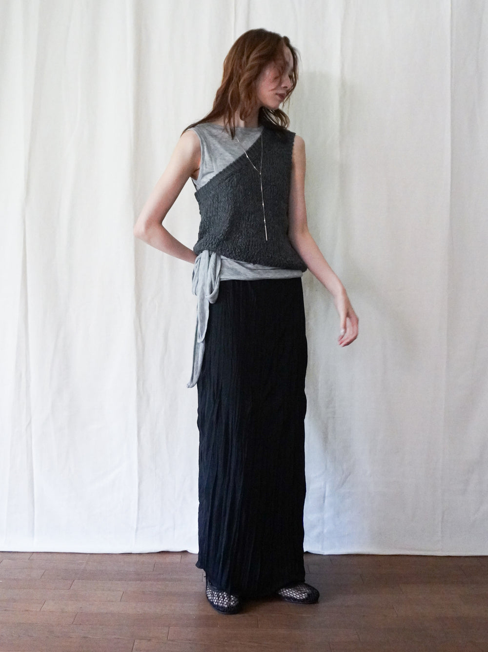 Texture One Shoulder レイヤードニット