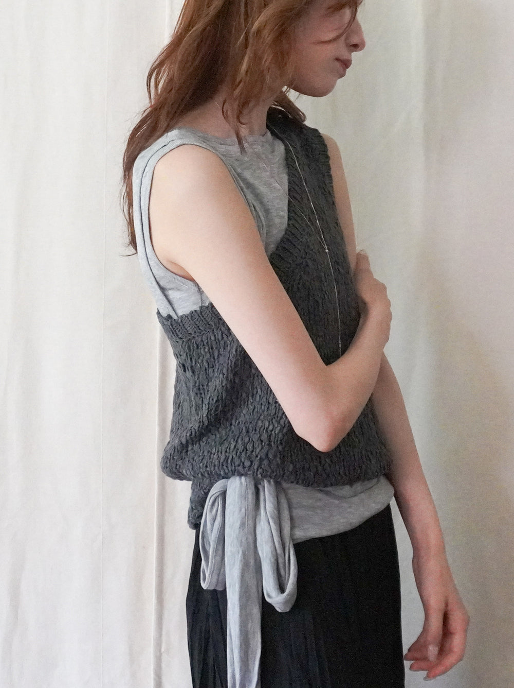 Texture One Shoulder レイヤードニット