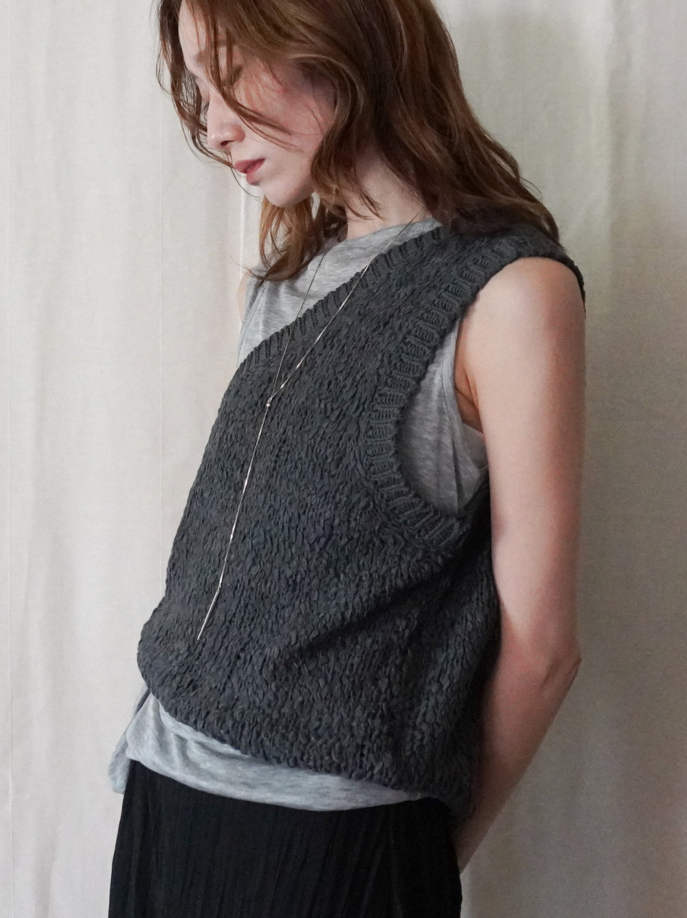 Texture One Shoulder レイヤードニット