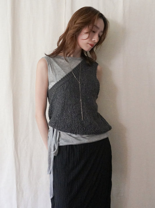 Texture One Shoulder レイヤードニット