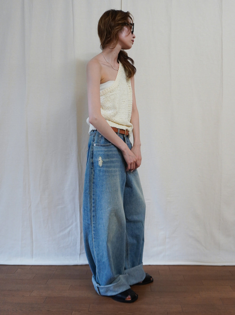 Texture One Shoulder レイヤードニット