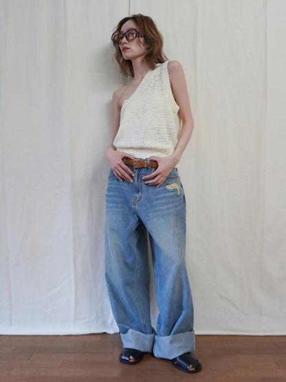Texture One Shoulder レイヤードニット