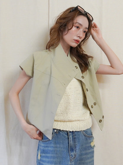 High-neck double button ショートジャケット