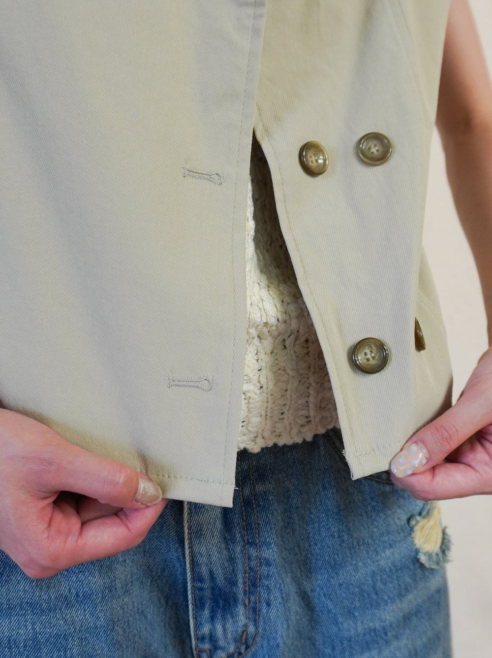 High-neck double button ショートジャケット