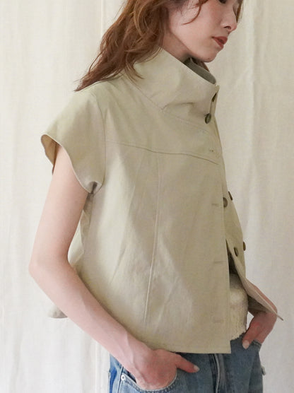 High-neck double button ショートジャケット