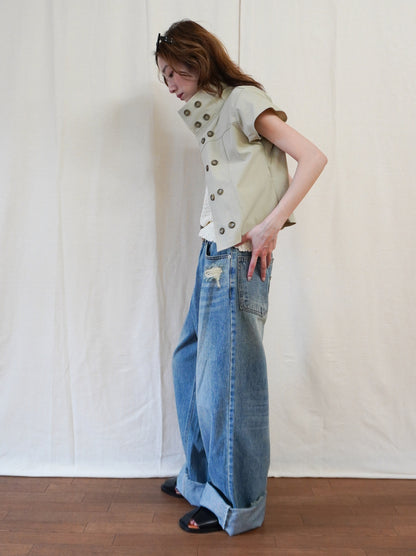 High-neck double button ショートジャケット