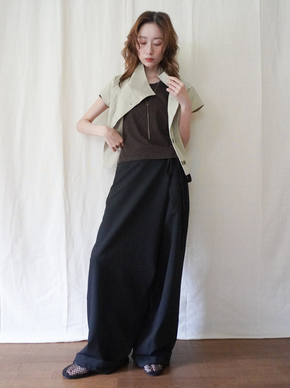 High-neck double button ショートジャケット