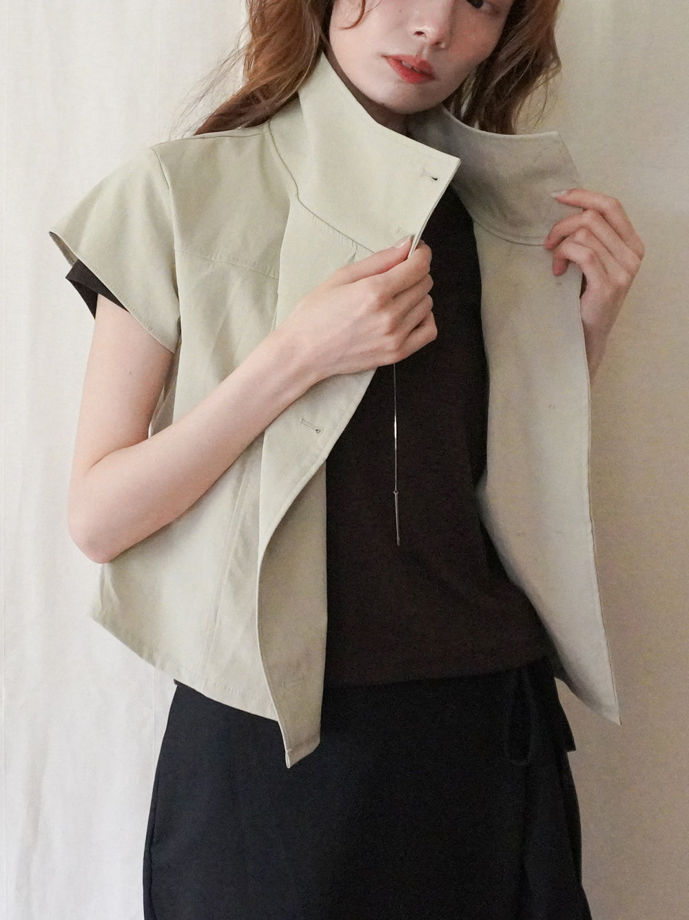 High-neck double button ショートジャケット