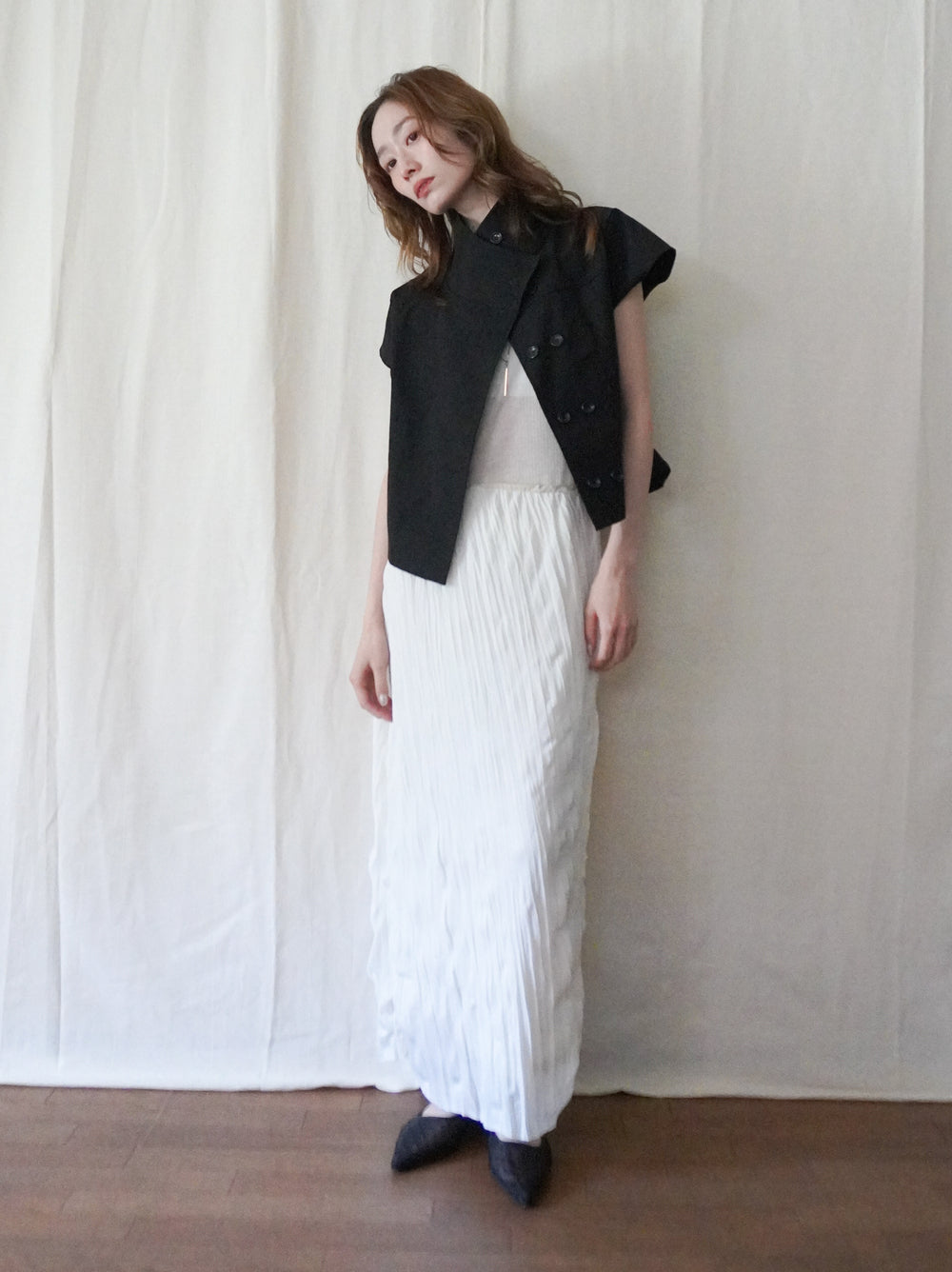 High-neck double button ショートジャケット