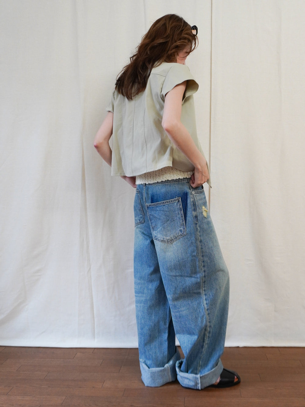 High-neck double button ショートジャケット